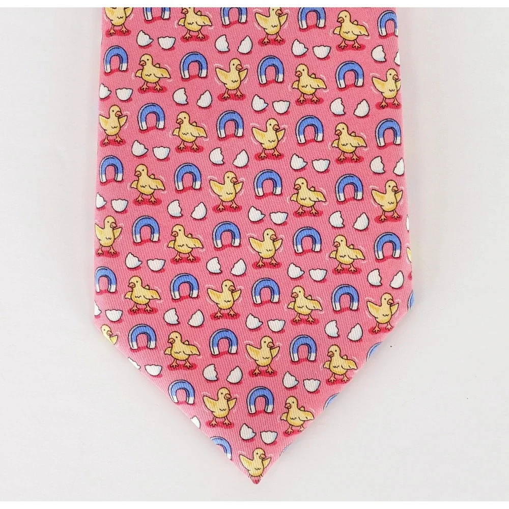 VINEYARD VINES Marthas 100% Silk Necktie USA Designer Pink Checks Magnets